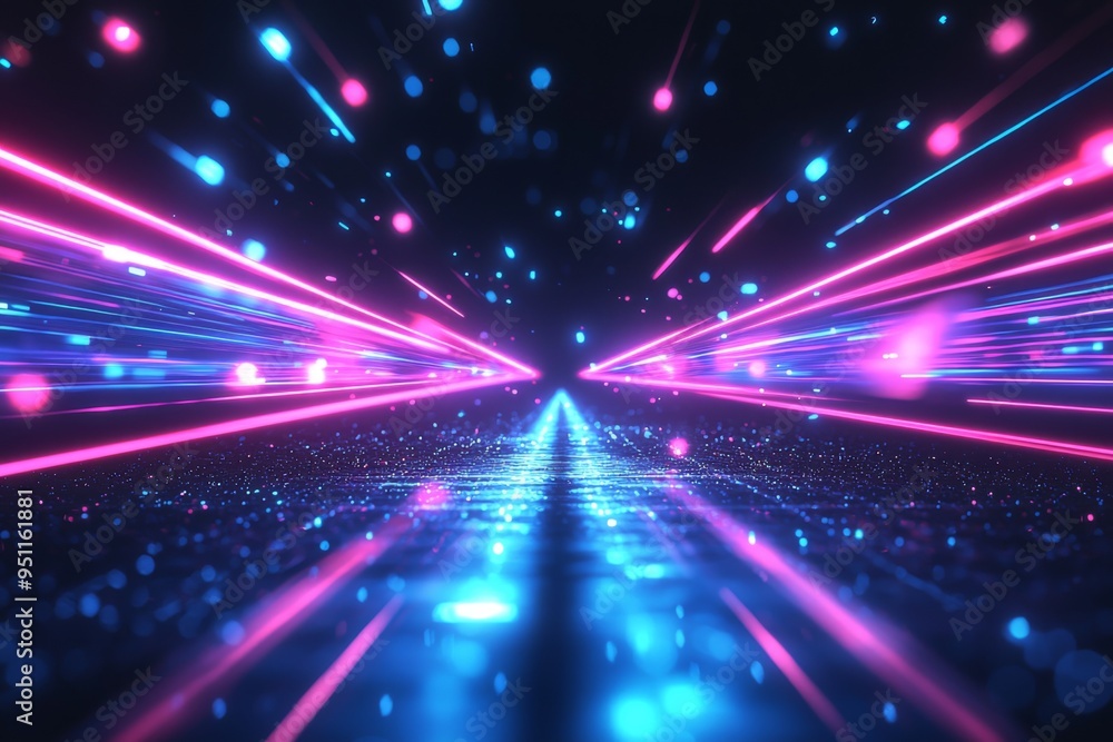 Naklejka premium Abstract motion speed glowing effect background created with Generative AI