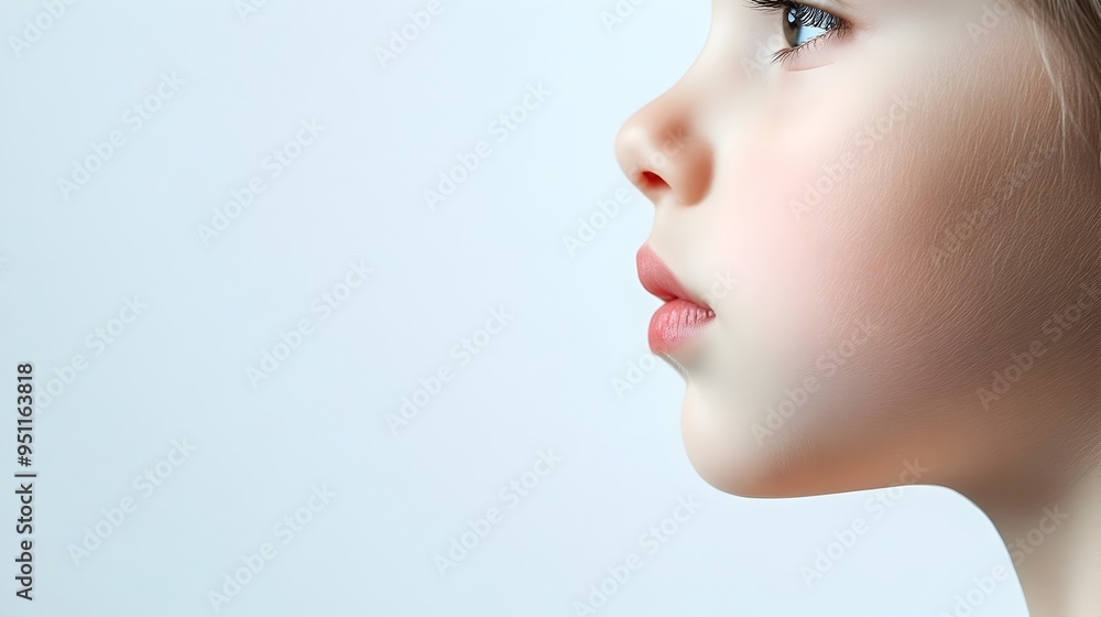 Captivating Child Portrait with Parted Lips on Clean White Background Captivating Child Portrait with Parted Lips on Clean White Background