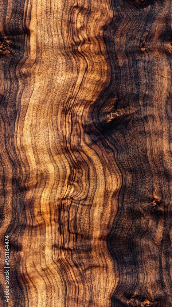 Naklejka premium Richly figured walnut wood with complex, swirling grain, perfect for highend rifle stocks, luxury wood texture, heritage luxury