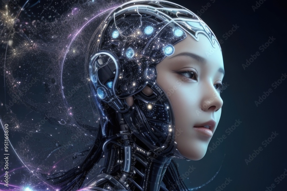 Cyborg woman. artificial intelligence modern technology Cyborg woman. artificial intelligence modern technology