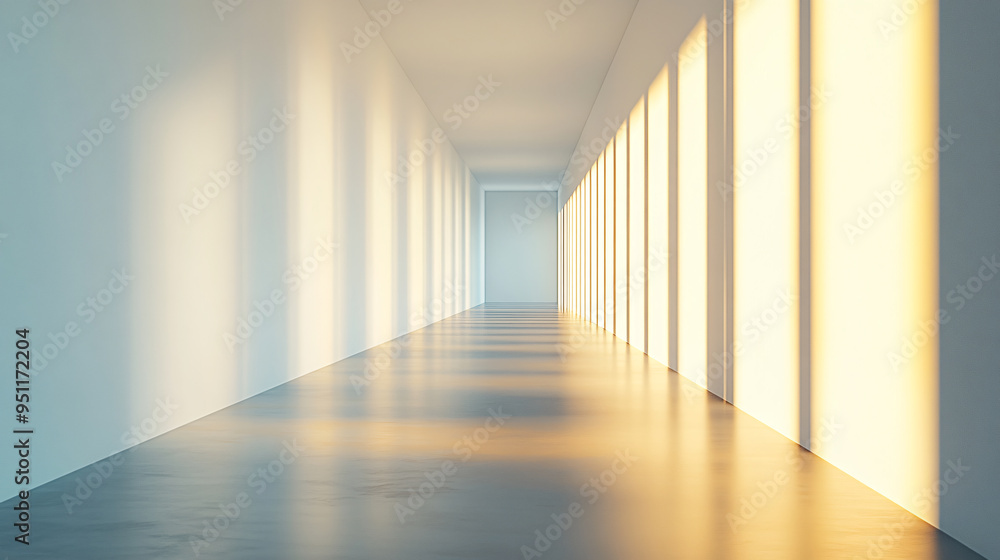 Shadows from the sunlight on the corridor, in the white room Shadows from the sunlight on the corridor, in the white room