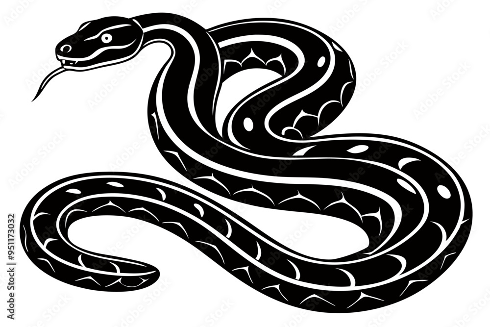 Fototapeta premium Creative Snake Silhouette Vector Art Illustration