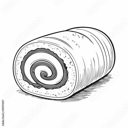 Swiss Roll Food Meal Menu Dish Delicious Cuisine Eat Sketch Style
