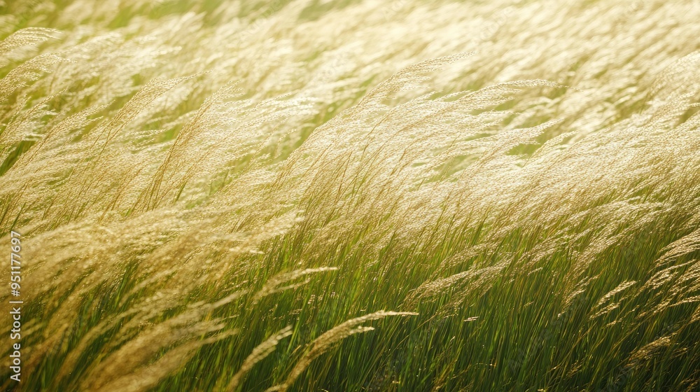 A field of tall grass swaying in the wind, with each blade bending gracefully, creating a dynamic and natural scene with ample copy space. A field of tall grass swaying in the wind, with each blade bending gracefully, creating a dynamic and natural scene with ample copy space.