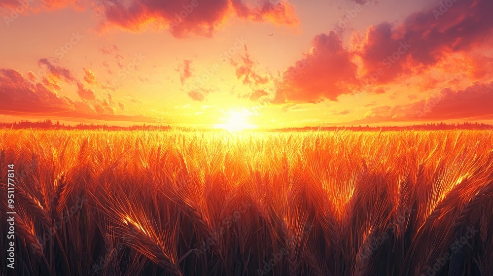A field of wheat bathed in the soft glow of a setting sun, with the sky painted in warm shades of orange and pink, and the stalks swaying gently in the breeze. A field of wheat bathed in the soft glow of a setting sun, with the sky painted in warm shades of orange and pink, and the stalks swaying gently in the breeze.