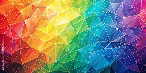 Abstract delaunay voronoi trianglify color diagram for background design photo