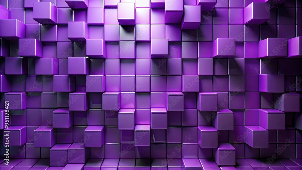 Abstract purple wall with assorted cubes and arrow design Abstract purple wall with assorted cubes and arrow design