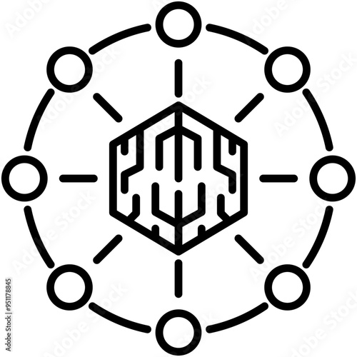 Defi Icon. Decentralized Finance Crypto Pictogram Graphic Illustration. Isolated Simple Line Icon For Infographic, App and Web Button.