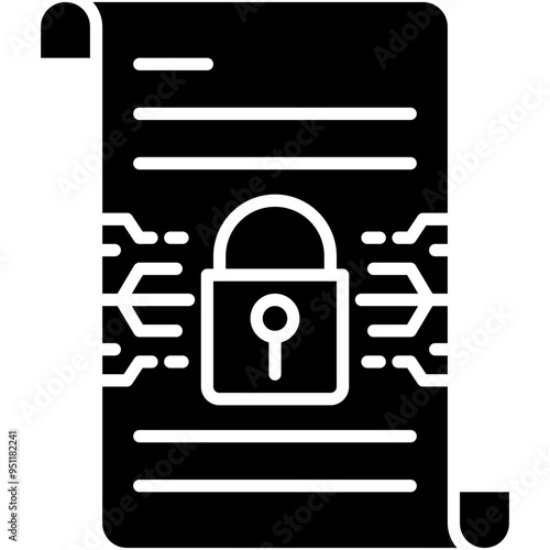 Smart Contract Icon. Digital Blockchain Agreement Pictogram Graphic Illustration. Isolated Simple Solid Icon For Infographic, App and Web Button.