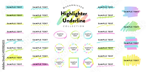 Handwritten highlighter underline vector material