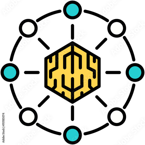 Defi Icon. Decentralized Finance Crypto Pictogram Graphic Illustration. Isolated Simple Filled Line Icon For Infographic, App and Web Button.