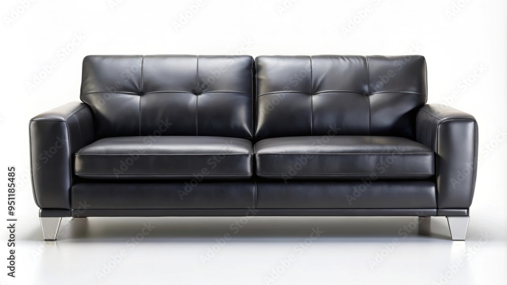 Sleek black leather sofa perfect for modern living spaces, black, leather, sofa, furniture, modern, living room Sleek black leather sofa perfect for modern living spaces, black, leather, sofa, furniture, modern, living room