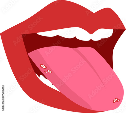 Mouth disease Illustration. Mouth ulcer. Oral cancer.