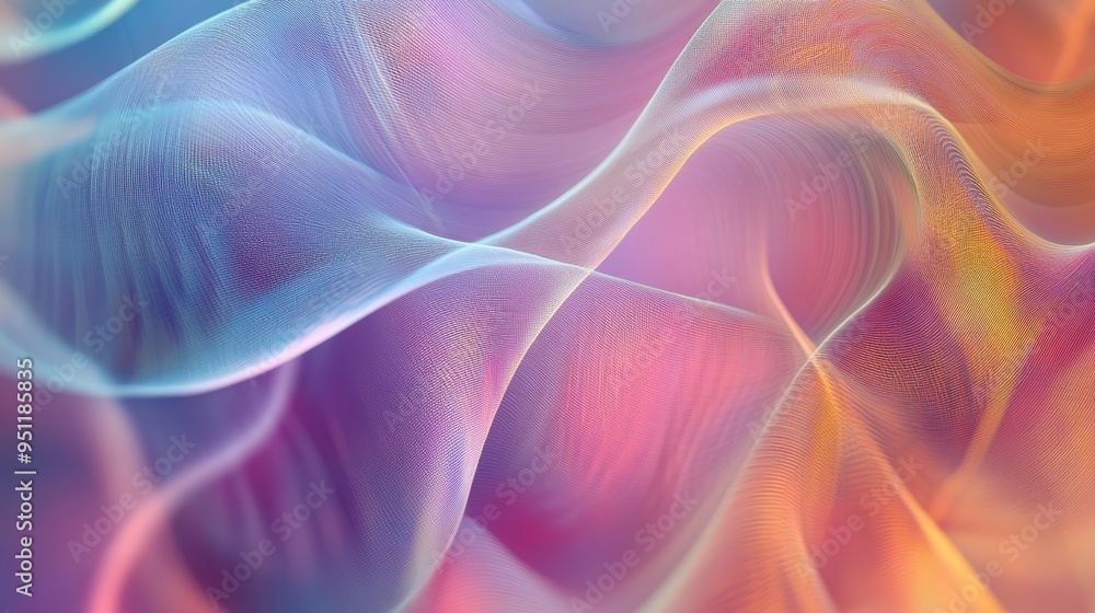 Fototapeta premium Abstract Wavy Pattern with Blue, Pink and Orange Colors.