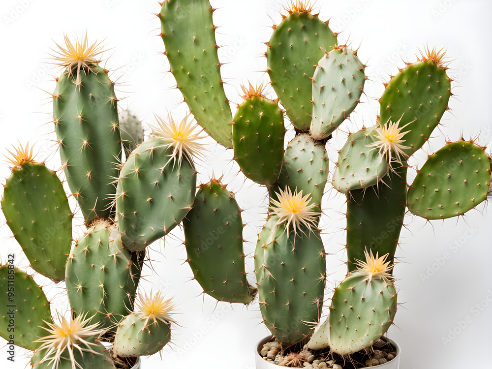Cactus Leaves on White Background - Cereus Grandiflorus Extract Cactus Leaves on White Background - Cereus Grandiflorus Extract