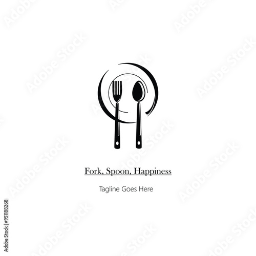A Simple yet powerful vector illustration of a fork, spoon, and plate, representing the universal act of sharing a meal with loved ones.