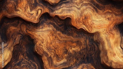 Wallpaper Mural Close-up of intricate wood grain patterns showcasing natural, abstract forms in rich, earthy tones and textures. Torontodigital.ca