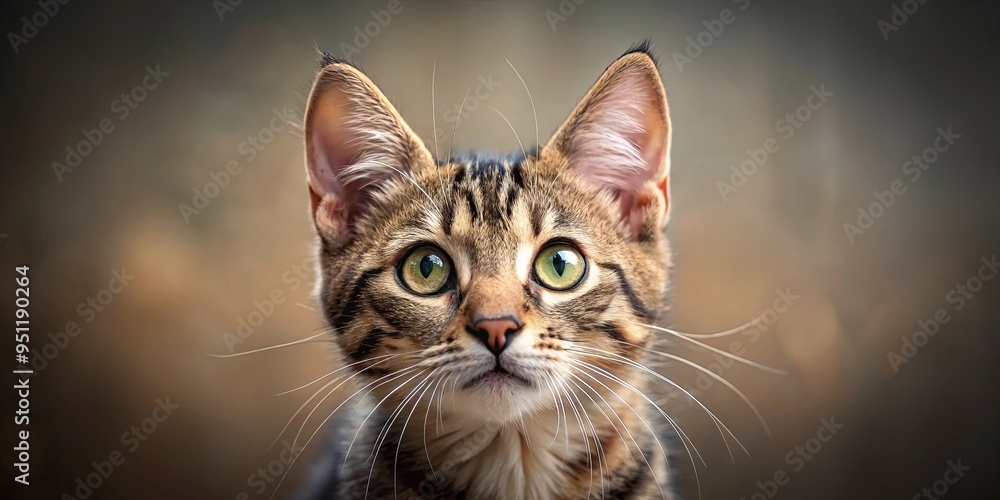 A cat gazing with wonder, whiskers quivering and ears perked curiosity and discovery personified A cat gazing with wonder, whiskers quivering and ears perked curiosity and discovery personified