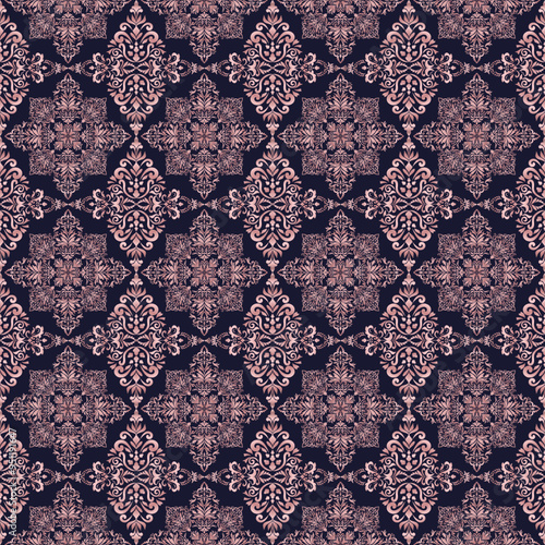 Classical Damask seamless pattern, Wallpaper in the style of Baroque, Vintage background, Luxury floral Graphic pattern for fabric, curtain, packaging, Vector Illustration for Elegance Textile Design