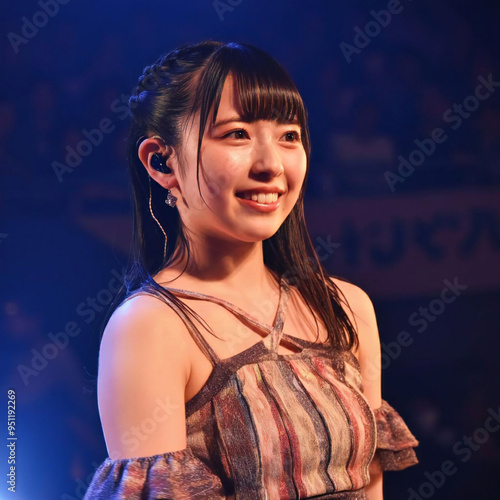A beautiful , smiling Japanese idol in her