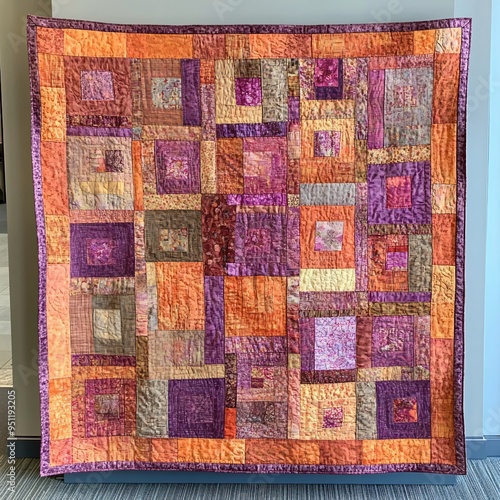 Purple and Orange Patchwork Quilt