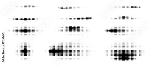 Obraz na płótnie Abstract halftone shadows, round shaped graphic elements, fading circular graphic textures. Vector illustration. w salonie