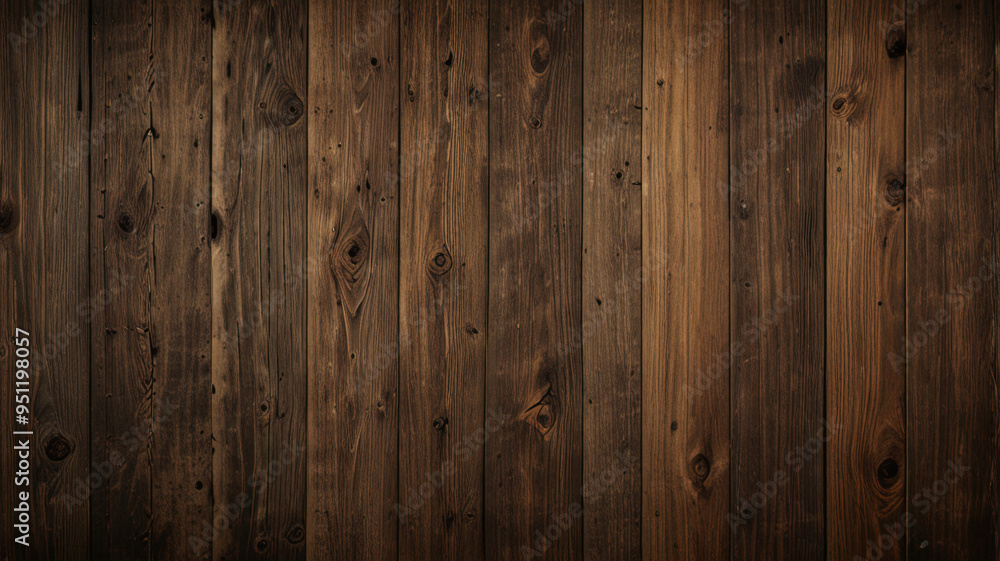 Fototapeta premium Fondo de tablón de madera de color marrón oscuro, papel tapiz. Antiguo fondo de madera con textura oscura grunge, la superficie de la antigua textura de madera marrón, vista superior de paneles. 