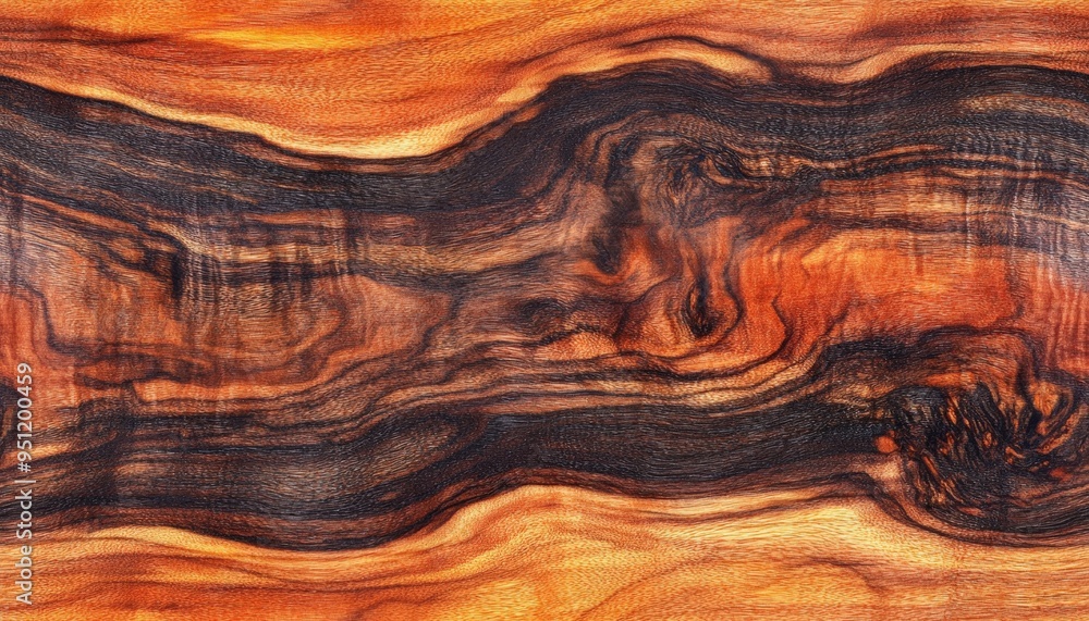 Naklejka premium Exotic cocobolo wood with vibrant, reddish tones and intricate grain, suitable for luxury accessories, luxury wood texture, artistic luxury