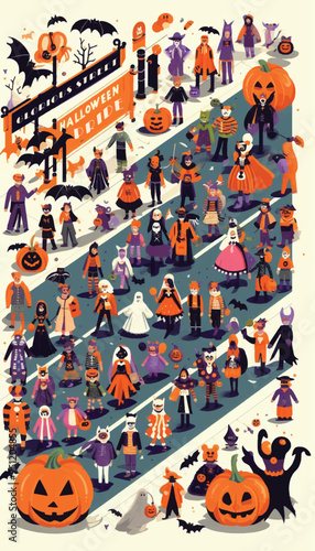 an image featuring a lively Halloween costume parade with people of all ages dressed in creative and whimsical costumes 4
