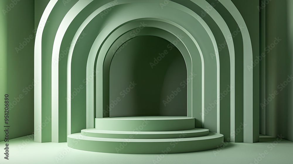 Abstract Green Archway with Platform Abstract Green Archway with Platform