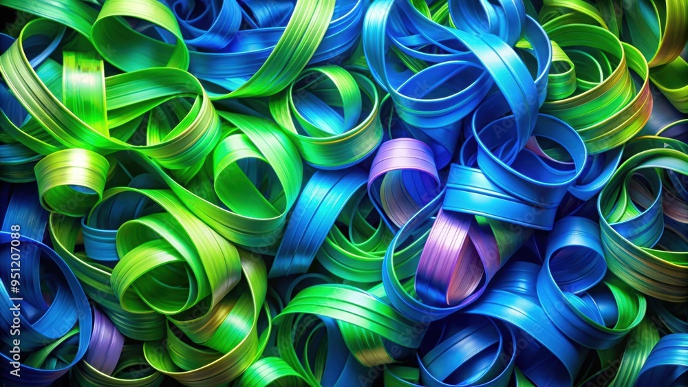 Vibrant mix of swirling ribbons in neon green and electric blue colors representing innovation and vitality, vibrant Vibrant mix of swirling ribbons in neon green and electric blue colors representing innovation and vitality, vibrant