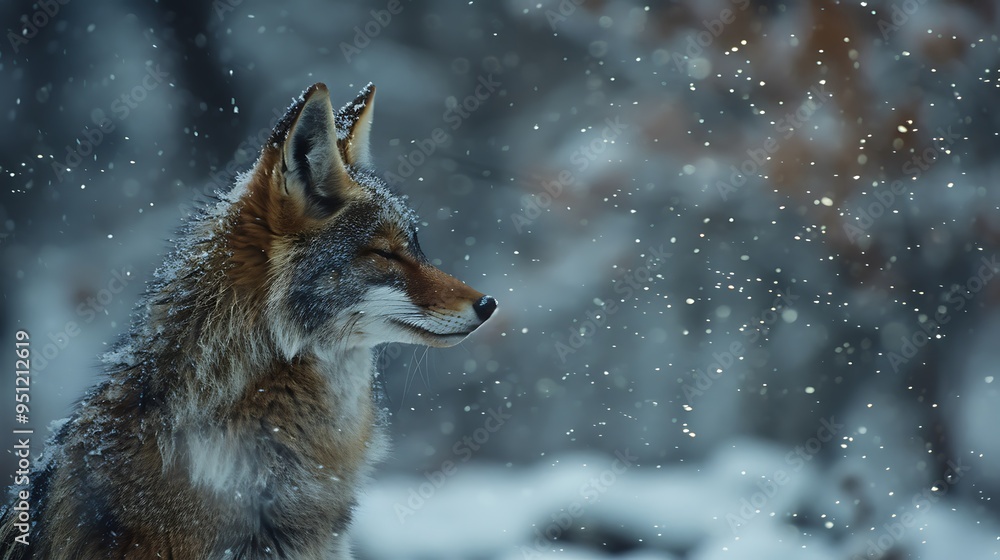 Obraz premium A jackal breathe in winter