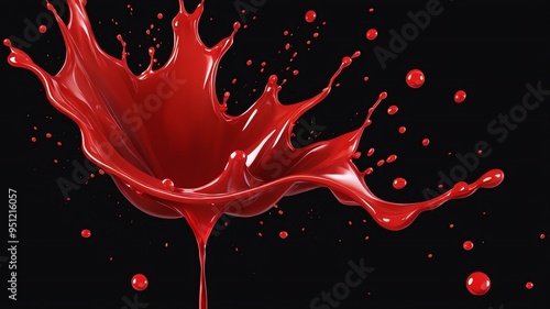 splash of red vector slime on black background photo