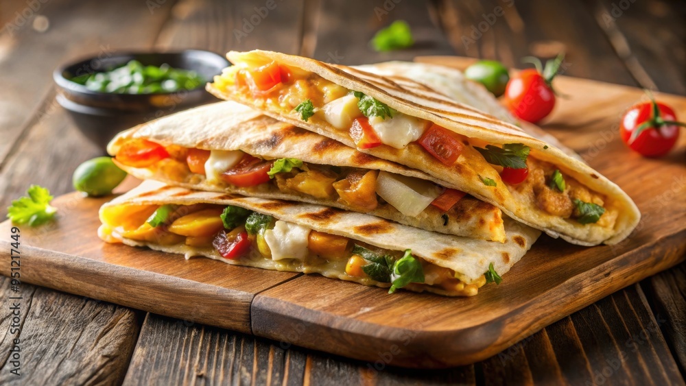 Chicken quesadilla on background, Mexican cuisine, cheesy, grilled, tasty, delicious, snack, appetizer, traditional, food Chicken quesadilla on background, Mexican cuisine, cheesy, grilled, tasty, delicious, snack, appetizer, traditional, food