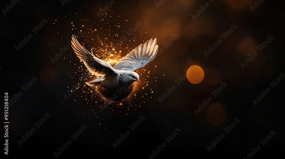 Fototapeta premium Peace dove, soaring above globe,