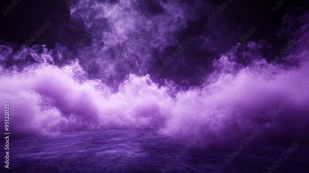 Ground purple fog background, 3d rendering. Smoke cloud scene neon light. Spooky dark magic haze. Panoramic view of the abstract fog. Ground purple fog background, 3d rendering. Smoke cloud scene neon light. Spooky dark magic haze. Panoramic view of the abstract fog.