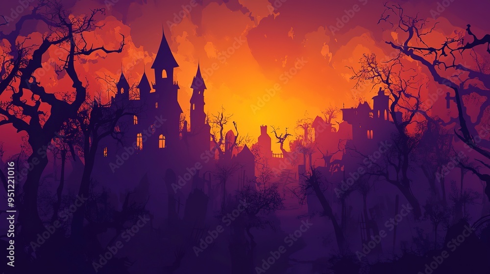 halloween decoration background template illustration. banner, copy space, spooky background. halloween decoration background template illustration. banner, copy space, spooky background.