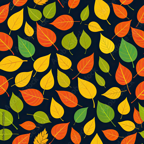 seamless background with autumn leaves with Generative ai	
