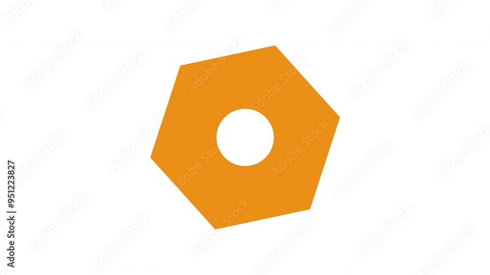 Orange hexagon with white circle in center. Suitable for graphic design projects, logo creation, and geometric themed illustrations. Orange hexagon with white circle in center. Suitable for graphic design projects, logo creation, and geometric themed illustrations.