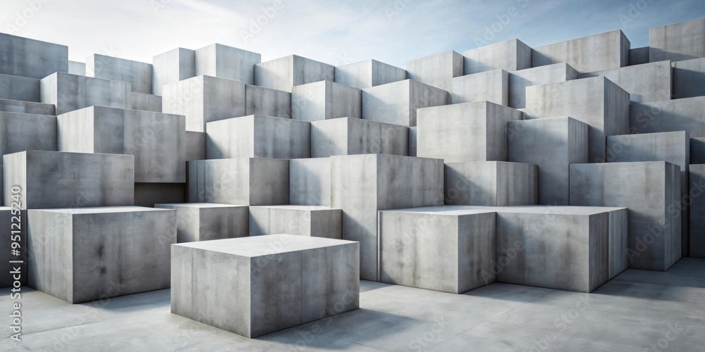 Abstract background of volumetric concrete blocks, , rendering, background, abstract, concrete, blocks, volumetric Abstract background of volumetric concrete blocks, , rendering, background, abstract, concrete, blocks, volumetric