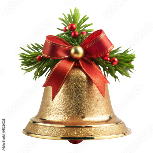 christmas bells with red ribbon photo