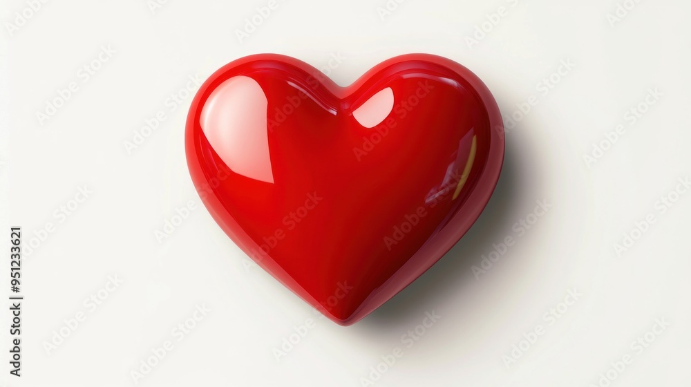 A Shiny Red Heart on a White Background A Shiny Red Heart on a White Background
