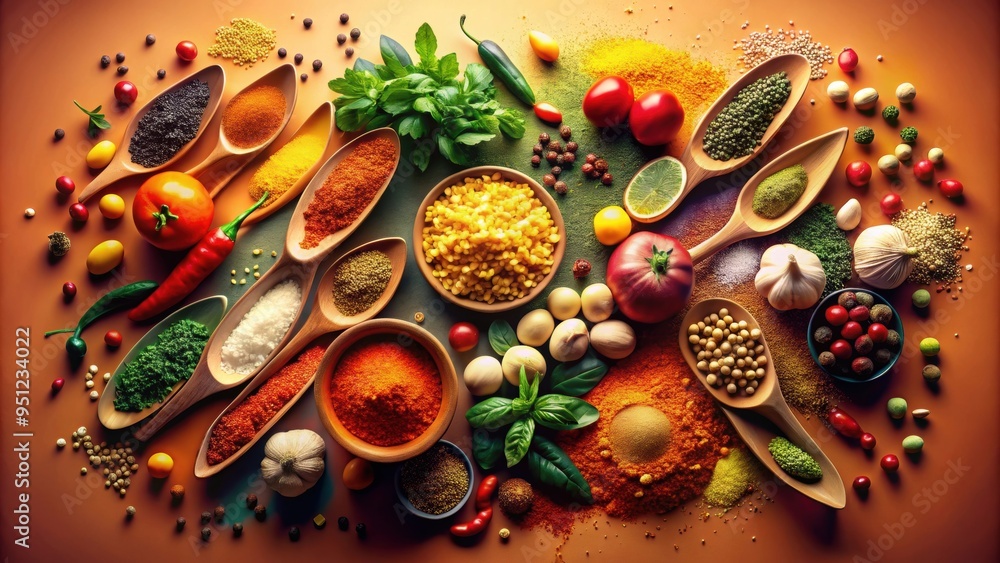Colorful abstract generative A.I cooking ingredients on warm color scale , vibrant, abstract, generative, A.I Colorful abstract generative A.I cooking ingredients on warm color scale , vibrant, abstract, generative, A.I