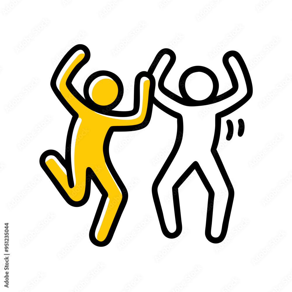 two stick figures dancing joyfully on a white background two stick figures dancing joyfully on a white background