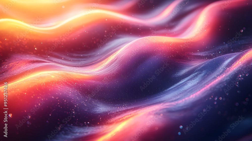 Fototapeta premium Swirly Neon Background with Dynamic Waves