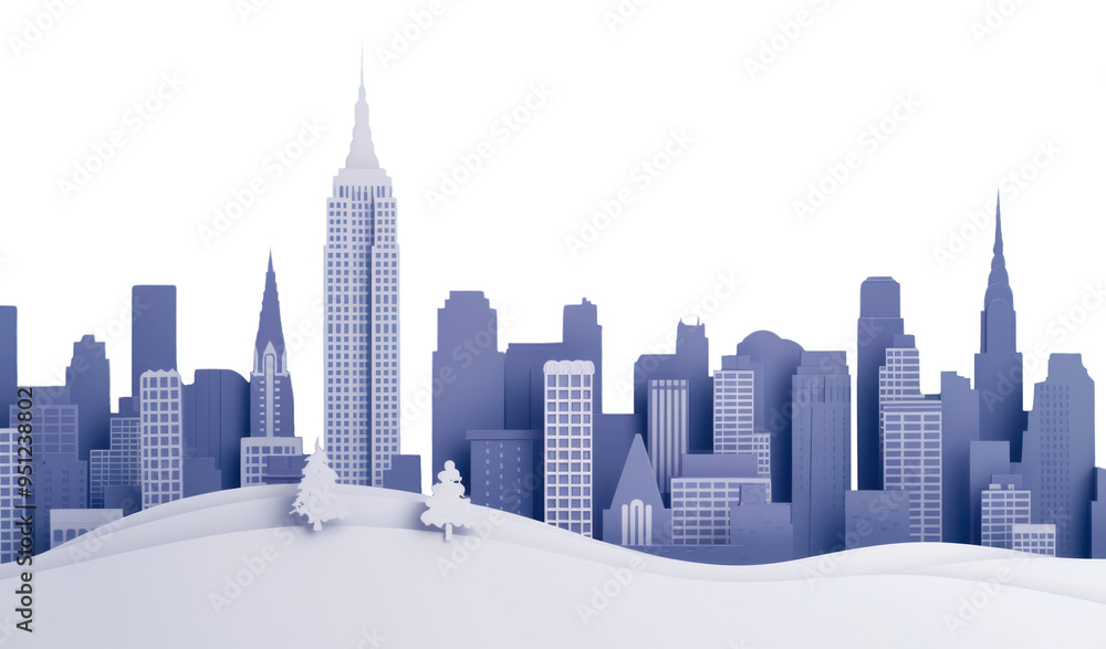 Fototapeta premium PNG Winter cityscape border, transparent background