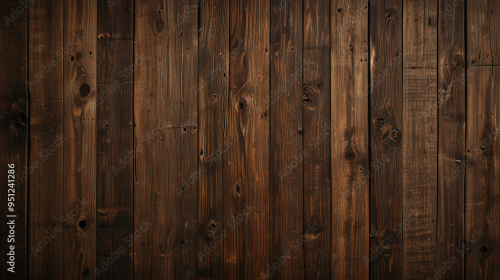 Obraz premium Fond de planche de bois marron foncé, papier peint. Vieux fond en bois texturé foncé grunge, la surface de la vieille texture de bois brun, vue de dessus lambris en bois de pin brun. 