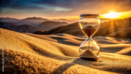 Broken hourglass seeking light on sandy mountain, broken, hourglass, sand, light, mountain, desert, time, lost, search photo