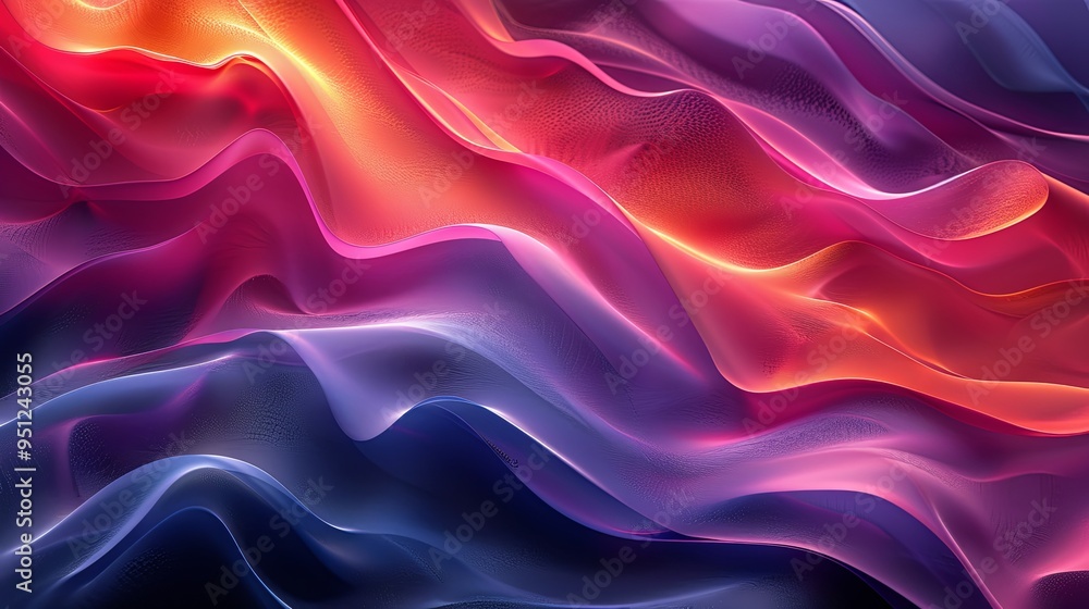 Obraz premium Fluid 3D geometric shape for poster design. Black abstract form and colorful lines in glass morphism style. Vector template design