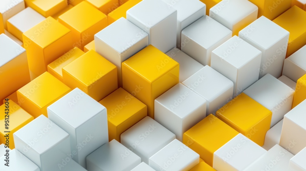 Abstract 3D Pattern of White and Yellow Cubes Abstract 3D Pattern of White and Yellow Cubes
